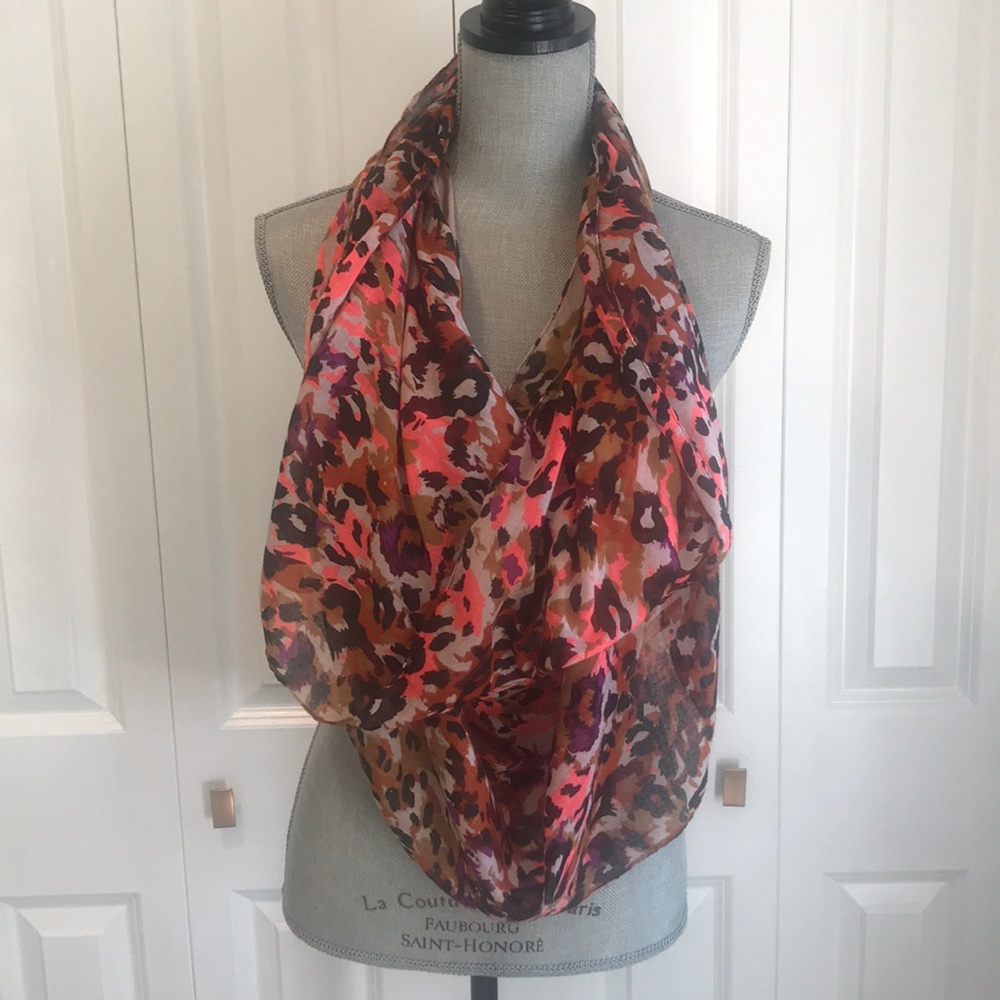 Multi-coloured Leopard Print Scarf